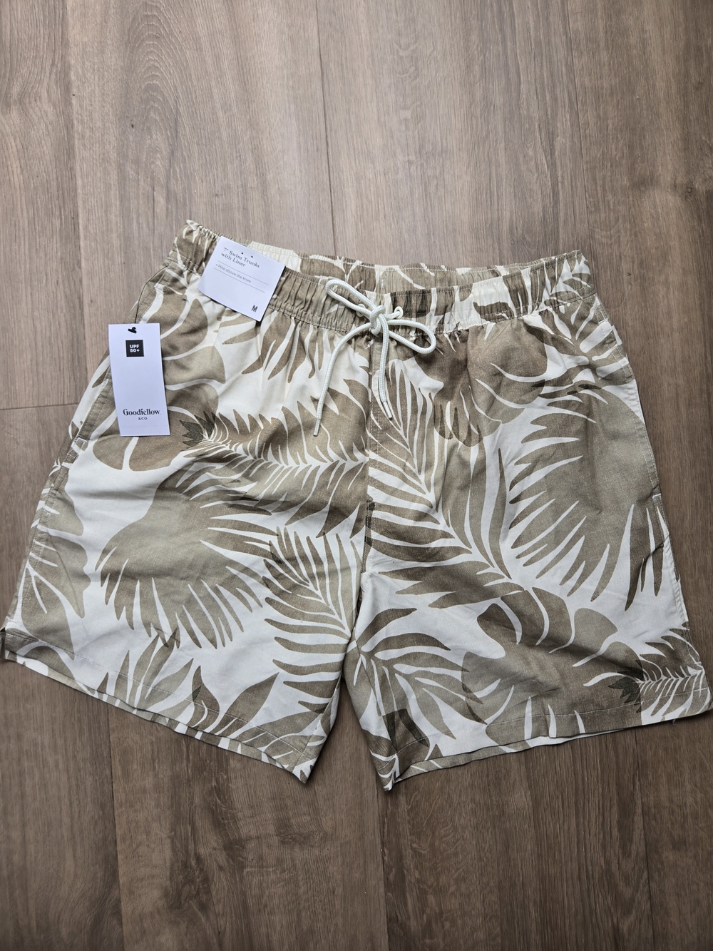 Goodfellow & Co Men's Tan Leaf Print Swim Shorts